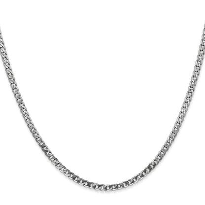 18 Inch 14K White Gold 2.9mm Flat Beveled Curb Chain Necklace