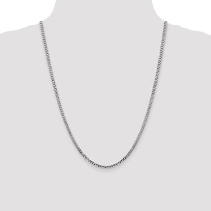 24 Inch 14K White Gold 2.9mm Flat Beveled Curb Chain Necklace