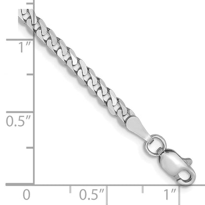 7 Inch 14K White Gold 2.9mm Flat Beveled Curb Chain Bracelet