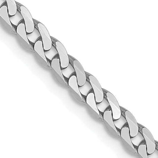 20 Inch 14K White Gold 2.9mm Flat Beveled Curb Chain Necklace