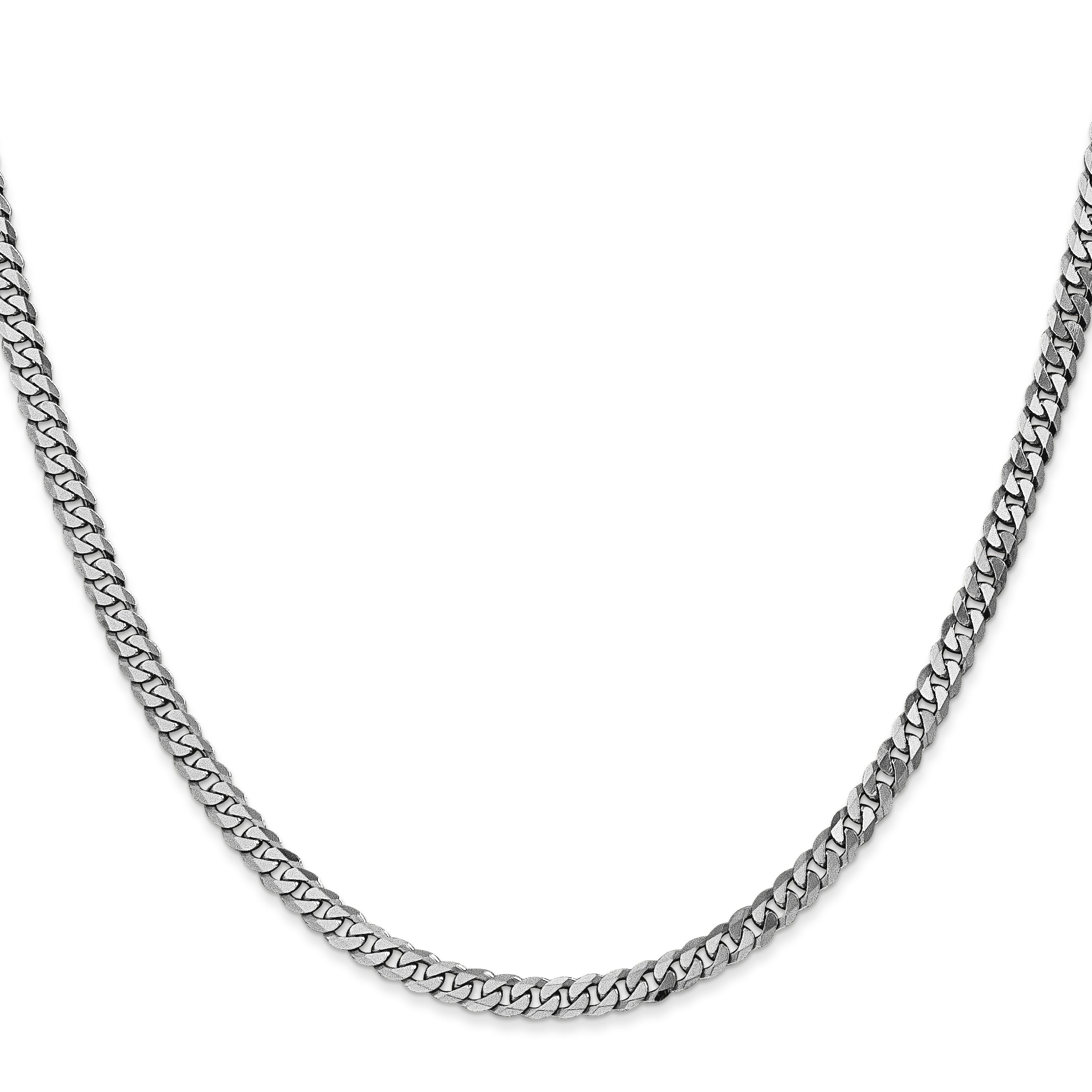 18 Inch 14K White Gold 3.9mm Flat Beveled Curb Chain Necklace