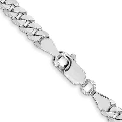 24 Inch 14K White Gold 3.9mm Flat Beveled Curb Chain Necklace