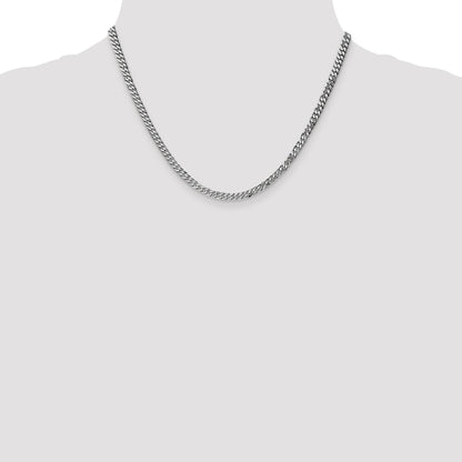 18 Inch 14K White Gold 3.9mm Flat Beveled Curb Chain Necklace