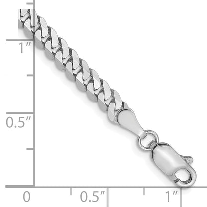 7 Inch 14K White Gold 3.9mm Flat Beveled Curb Chain Bracelet