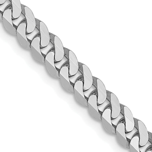 20 Inch 14K White Gold 3.9mm Flat Beveled Curb Chain Necklace