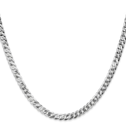 24 Inch 14K White Gold 4.5mm Flat Beveled Curb Chain Necklace