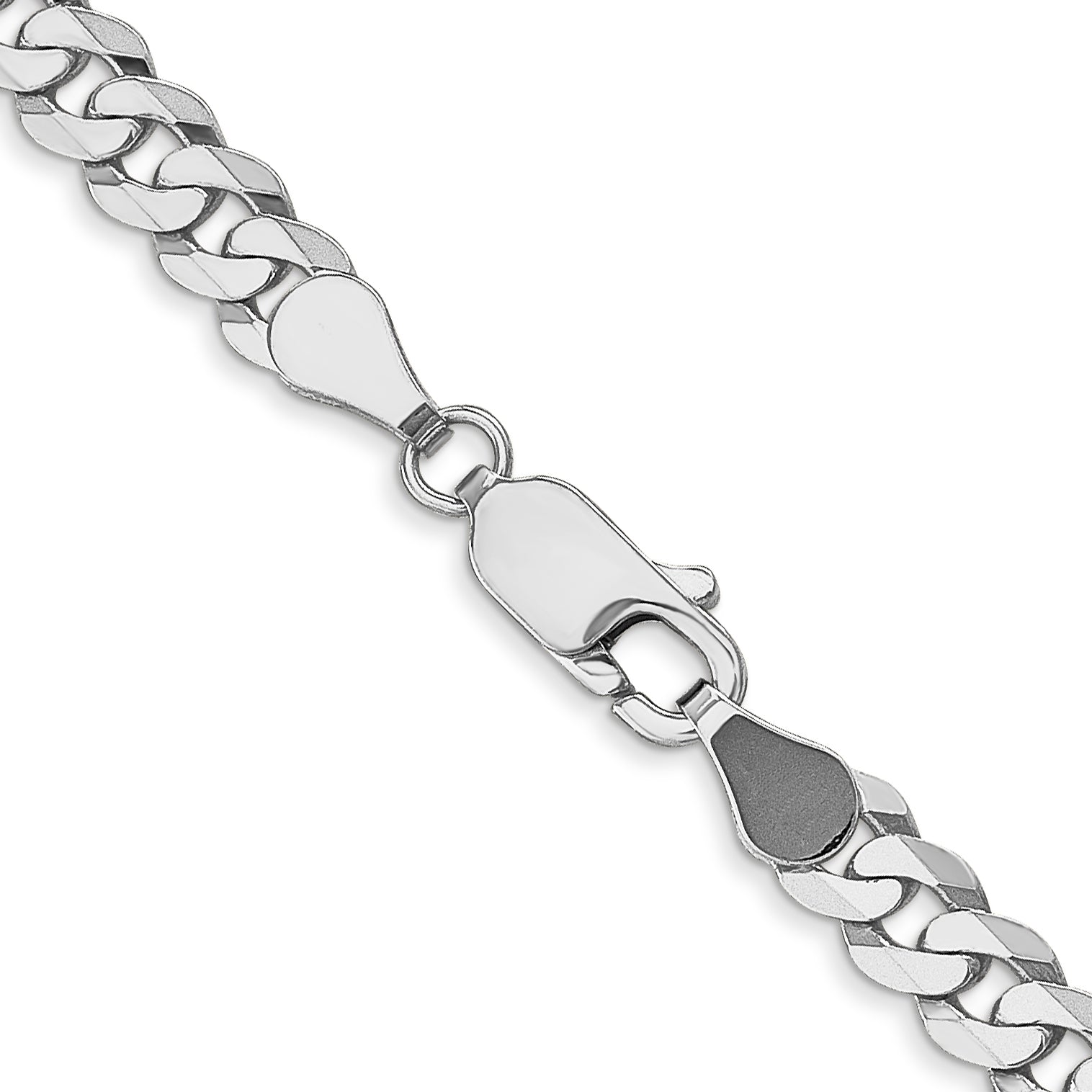 24 Inch 14K White Gold 4.5mm Flat Beveled Curb Chain Necklace