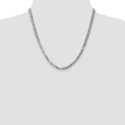 20 Inch 14K White Gold 4.5mm Flat Beveled Curb Chain Necklace