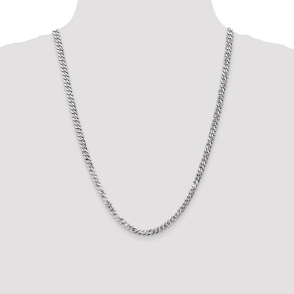 24 Inch 14K White Gold 4.5mm Flat Beveled Curb Chain Necklace