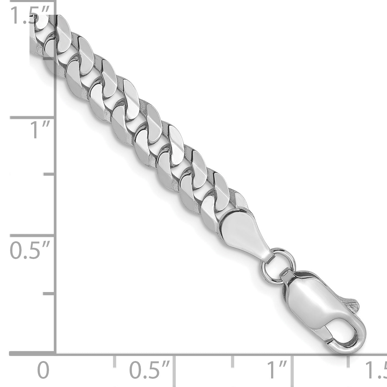 7 Inch 14K White Gold 4.5mm Flat Beveled Curb Chain Bracelet