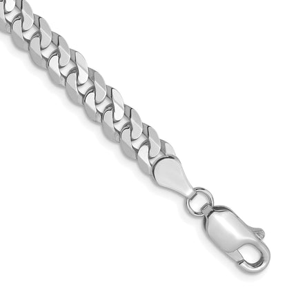 8 Inch 14K White Gold 4.5mm Flat Beveled Curb Chain Bracelet