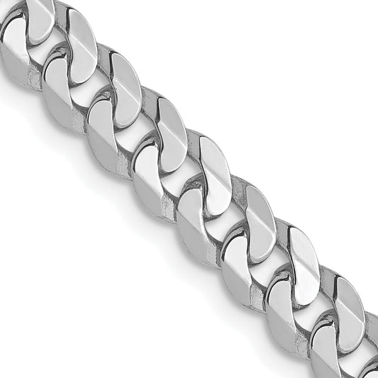 20 Inch 14K White Gold 4.5mm Flat Beveled Curb Chain Necklace
