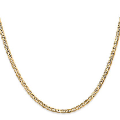 16 Inch 14K 3mm Concave Anchor Chain Necklace