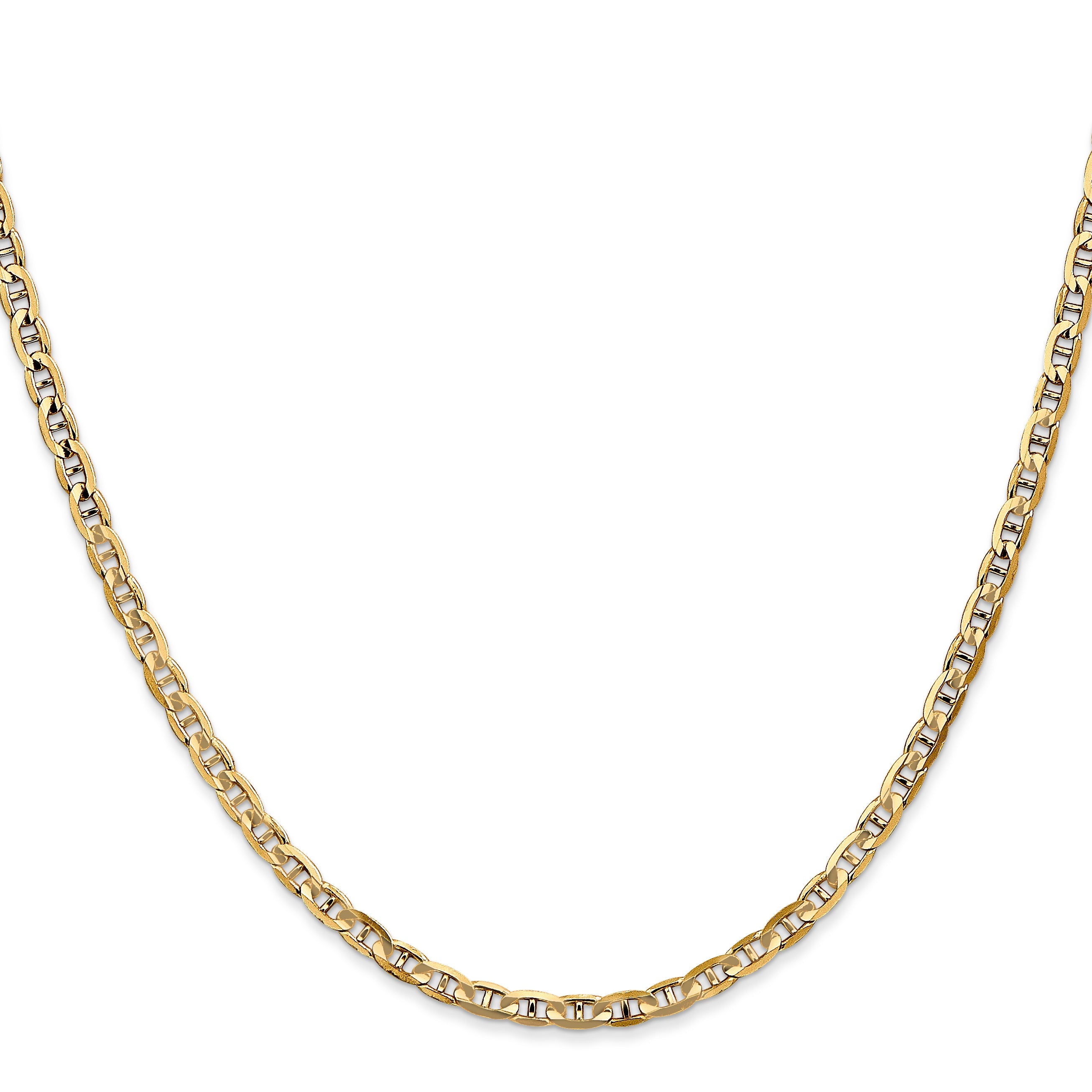 18 Inch 14K 3mm Concave Anchor Chain Necklace