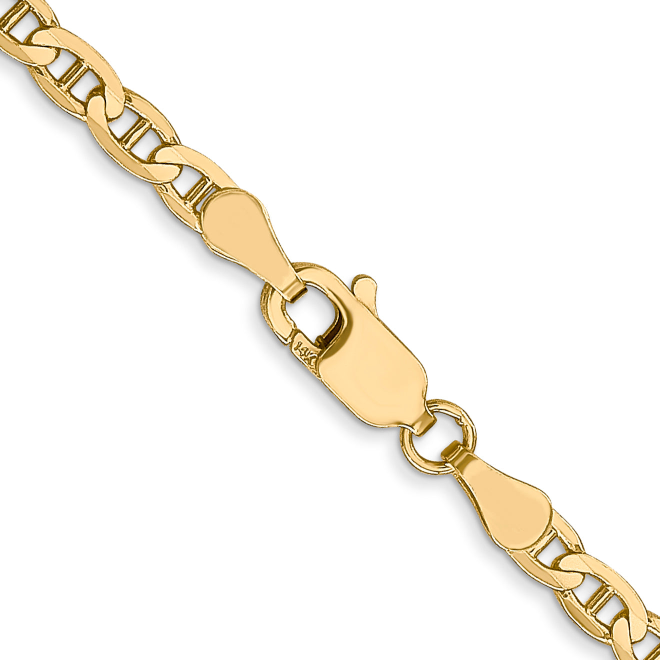 20 Inch 14K 3mm Concave Anchor Chain Necklace