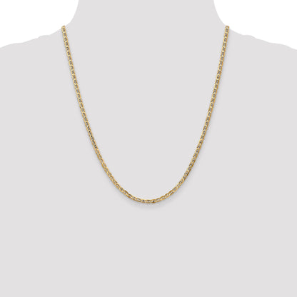 22 Inch 14K 3mm Concave Anchor Chain Necklace