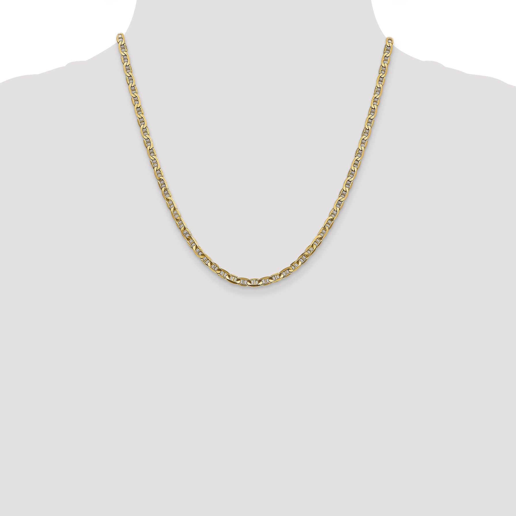 20 Inch 14K 3.75mm Concave Anchor Chain Necklace