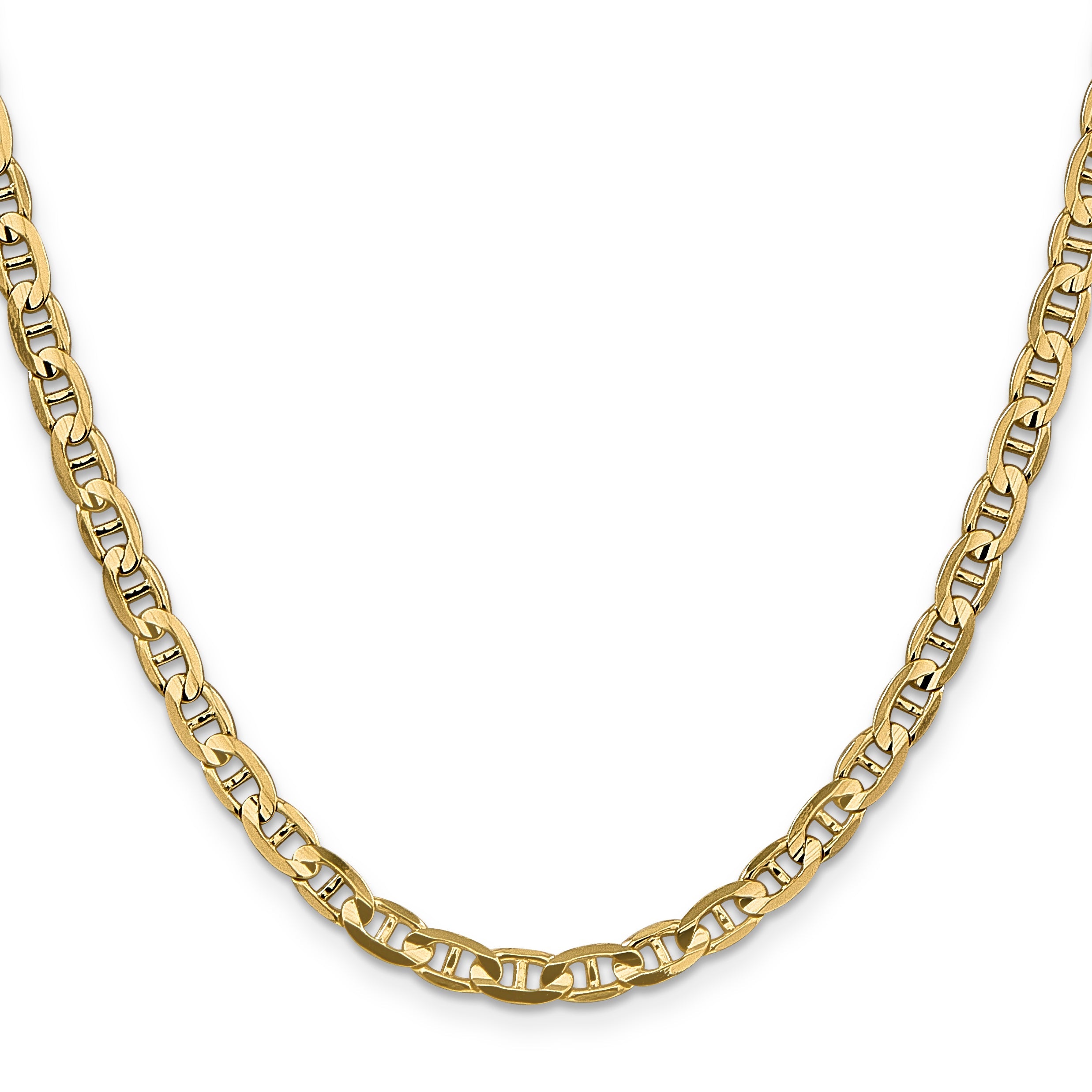 24 Inch 14K 4.5mm Concave Anchor Chain Necklace