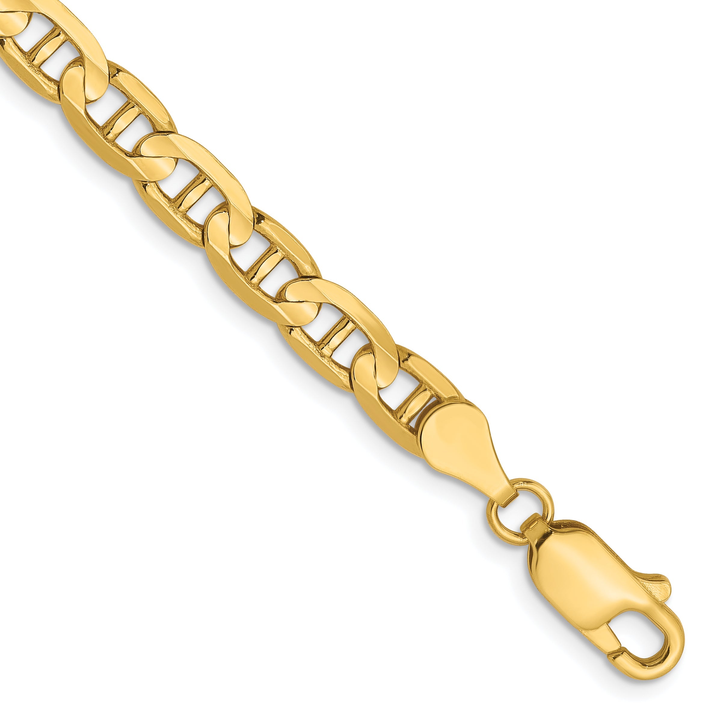 7 Inch 14K 4.5mm Concave Anchor Chain Bracelet