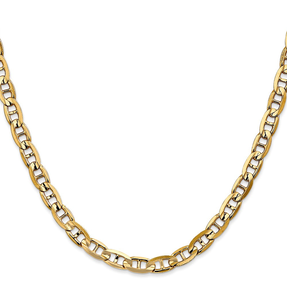 24 Inch 14K 5.25mm Concave Anchor Chain Necklace