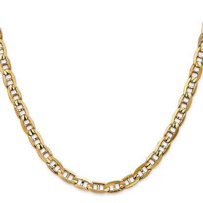 24 Inch 14K 5.25mm Concave Anchor Chain Necklace
