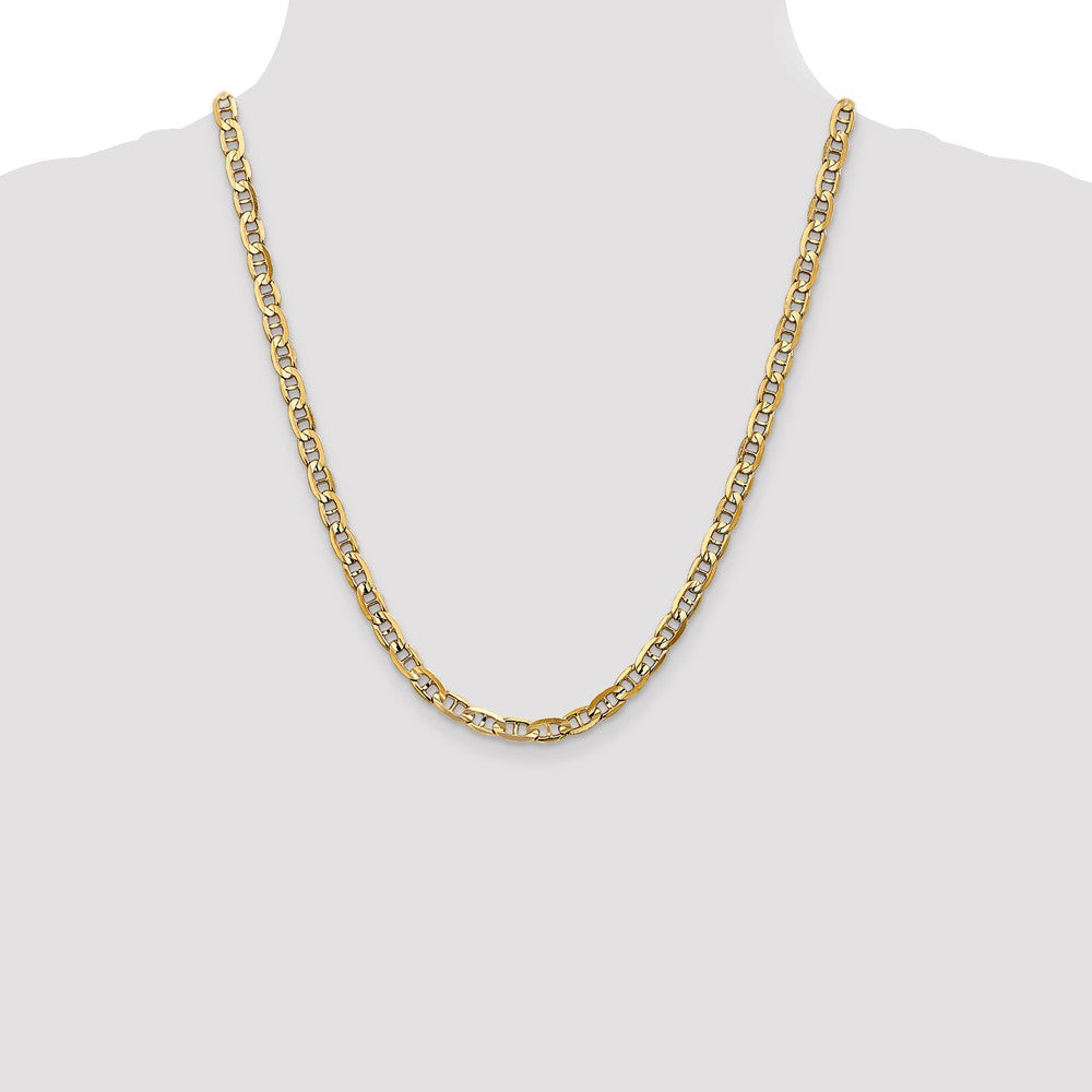 22 Inch 14K 5.25mm Concave Anchor Chain Necklace