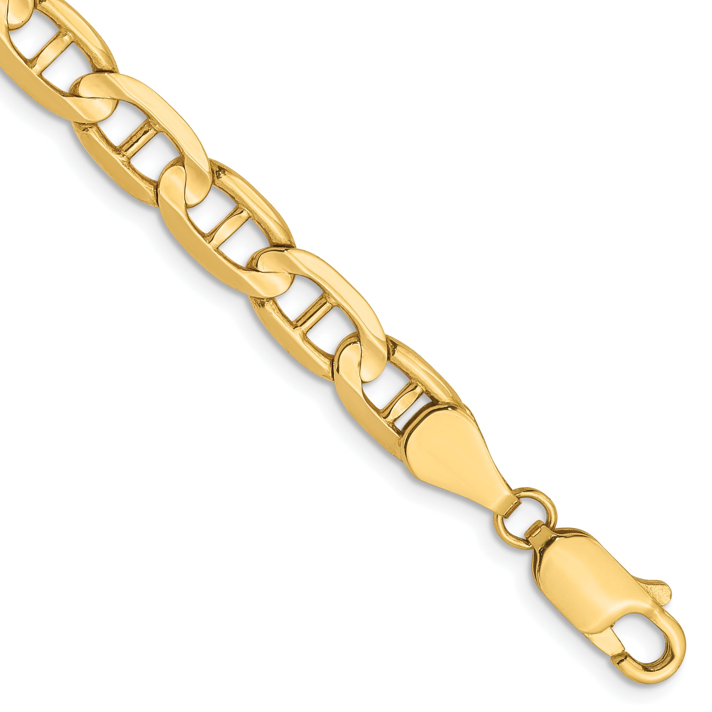 9 Inch 14K 5.25mm Concave Anchor Chain Bracelet