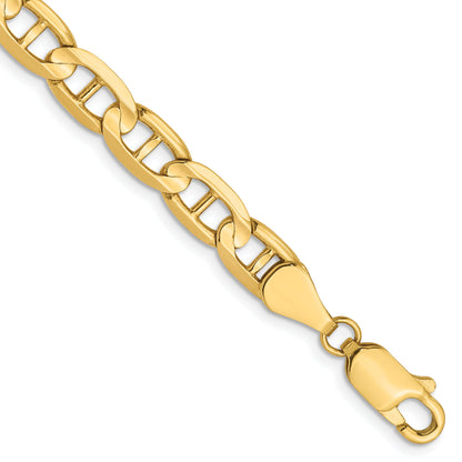 9 Inch 14K 5.25mm Concave Anchor Chain Bracelet