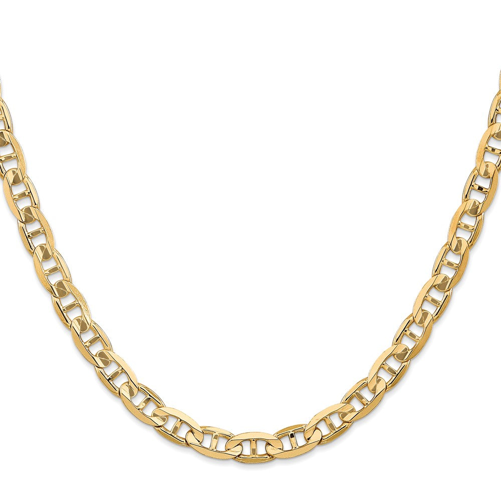 24 Inch 14K 6.25mm Concave Anchor Chain Necklace