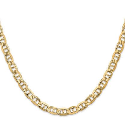 24 Inch 14K 6.25mm Concave Anchor Chain Necklace