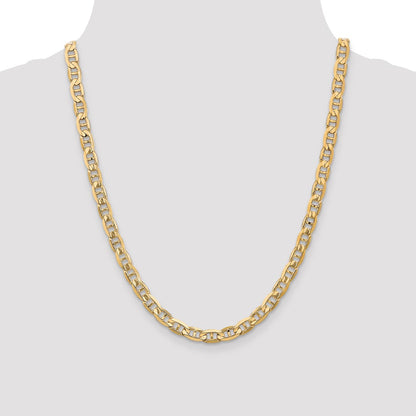 22 Inch 14K 6.25mm Concave Anchor Chain Necklace