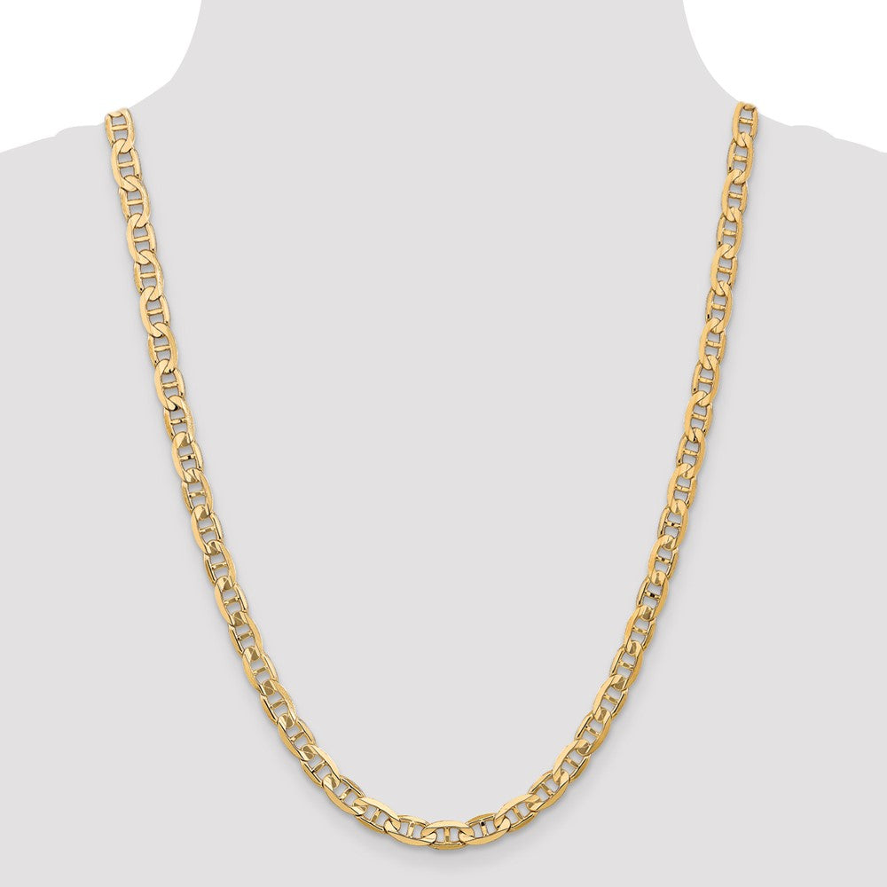 24 Inch 14K 6.25mm Concave Anchor Chain Necklace