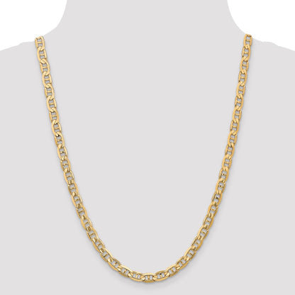 24 Inch 14K 6.25mm Concave Anchor Chain Necklace
