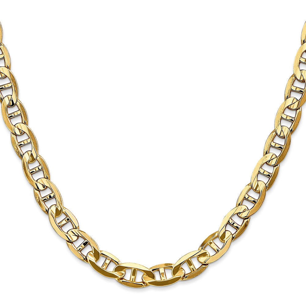 24 Inch 14K 7mm Concave Anchor Chain Necklace