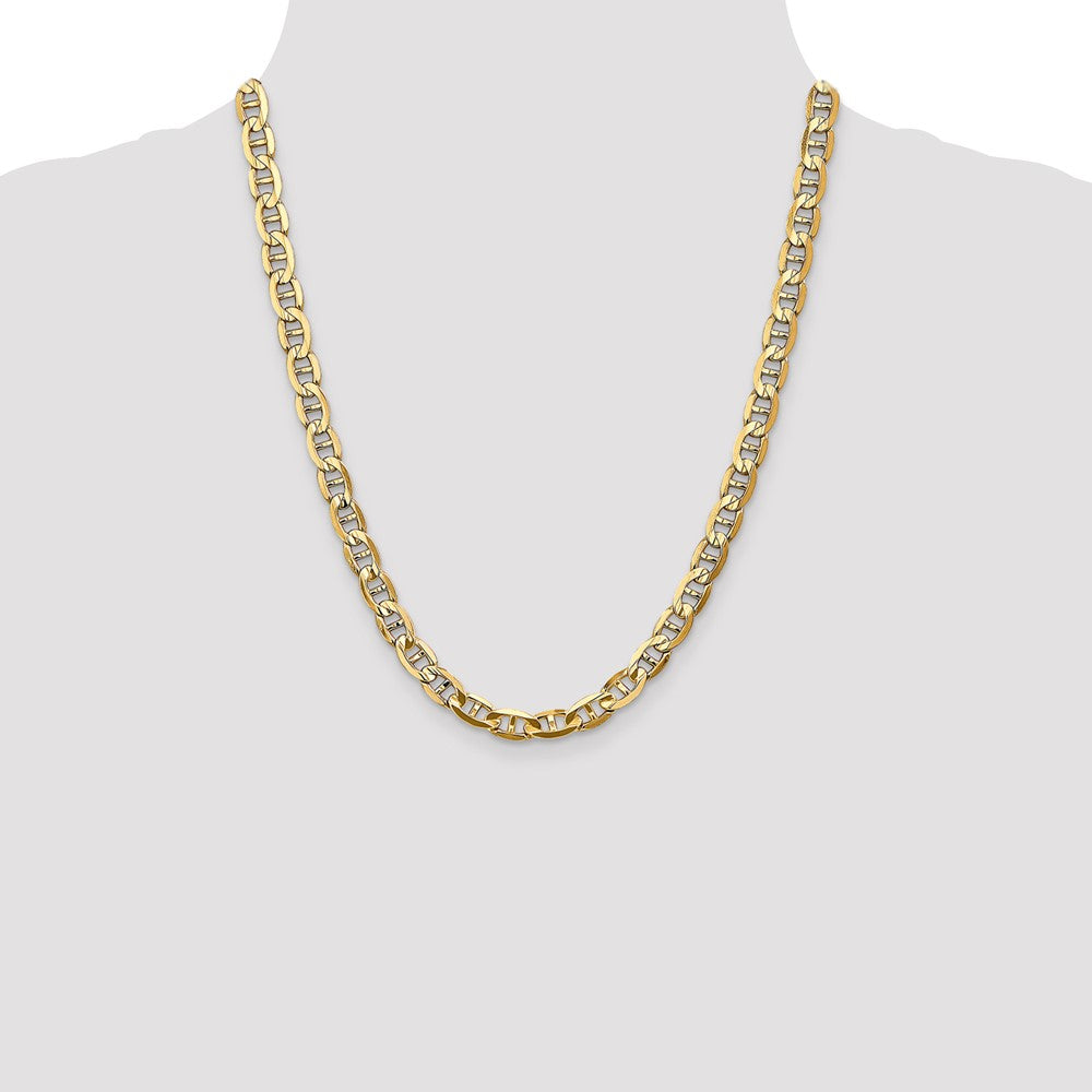 22 Inch 14K 7mm Concave Anchor Chain Necklace