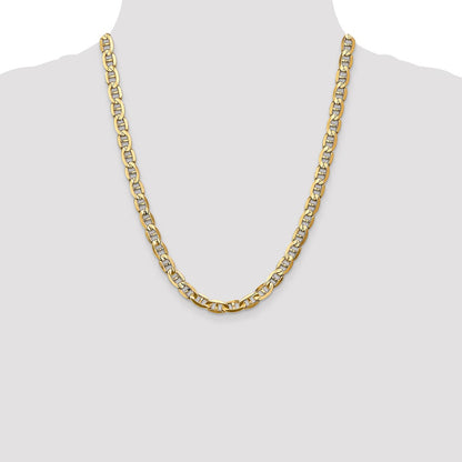 22 Inch 14K 7mm Concave Anchor Chain Necklace