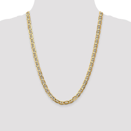 24 Inch 14K 7mm Concave Anchor Chain Necklace
