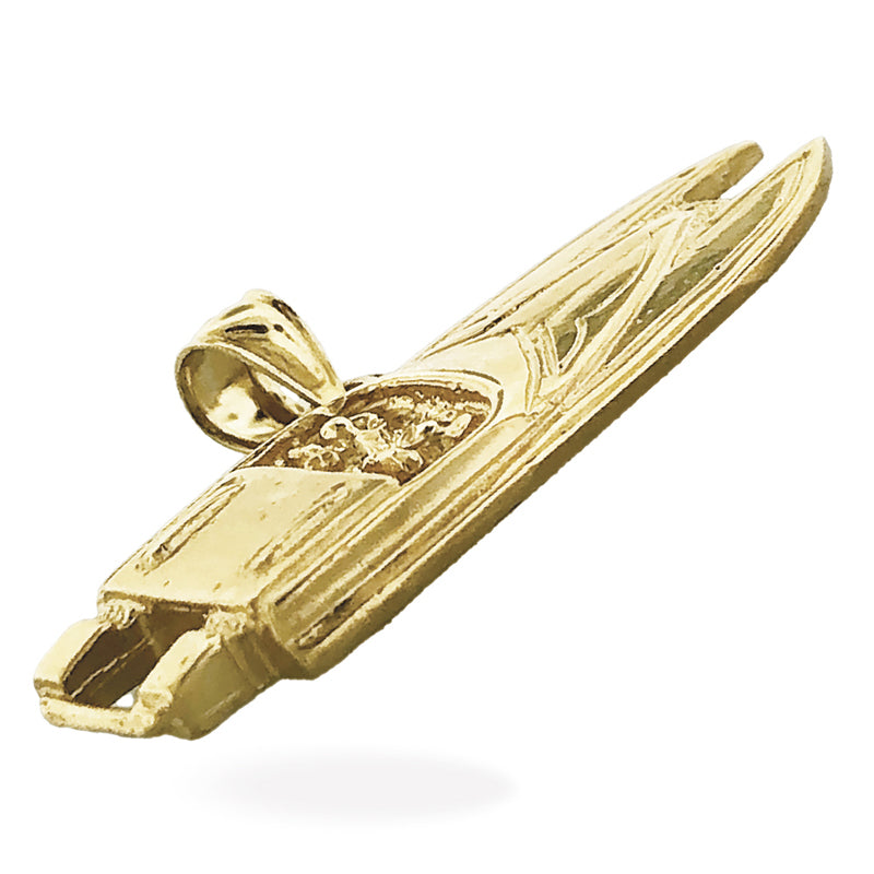 14K Gold 36MM Two Seater Speed Boat Pendant