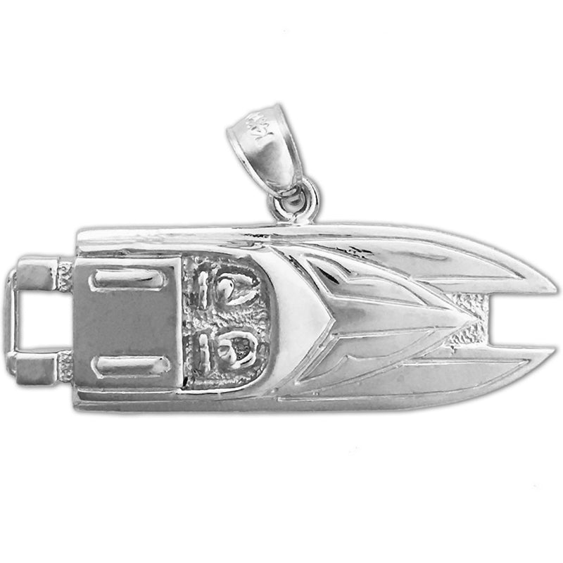 14K Gold 36MM Two Seater Speed Boat Pendant