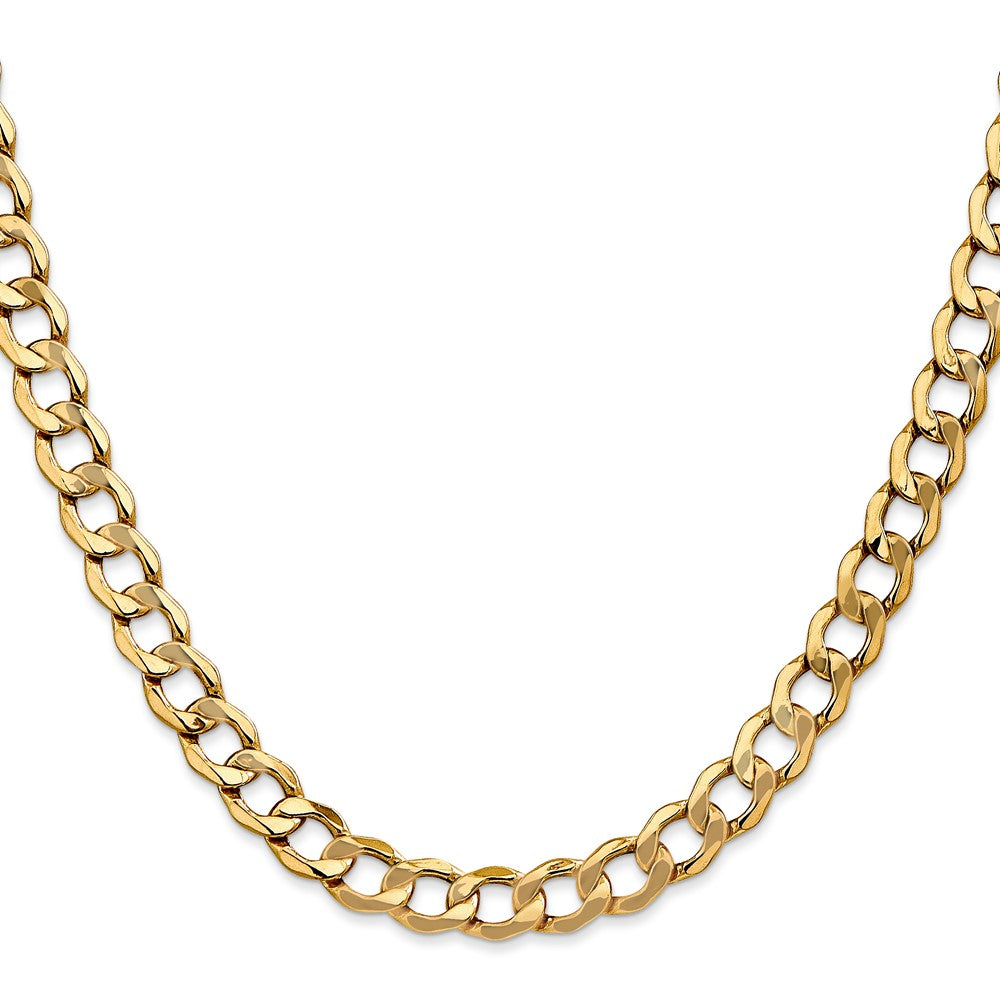18 Inch 14K 7mm Semi-Solid Curb Link Chain Necklace