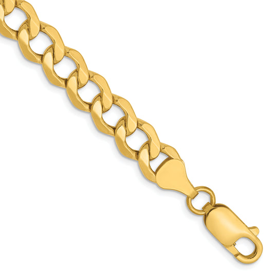 9 Inch 14K 7mm Semi-Solid Curb Link Chain Bracelet