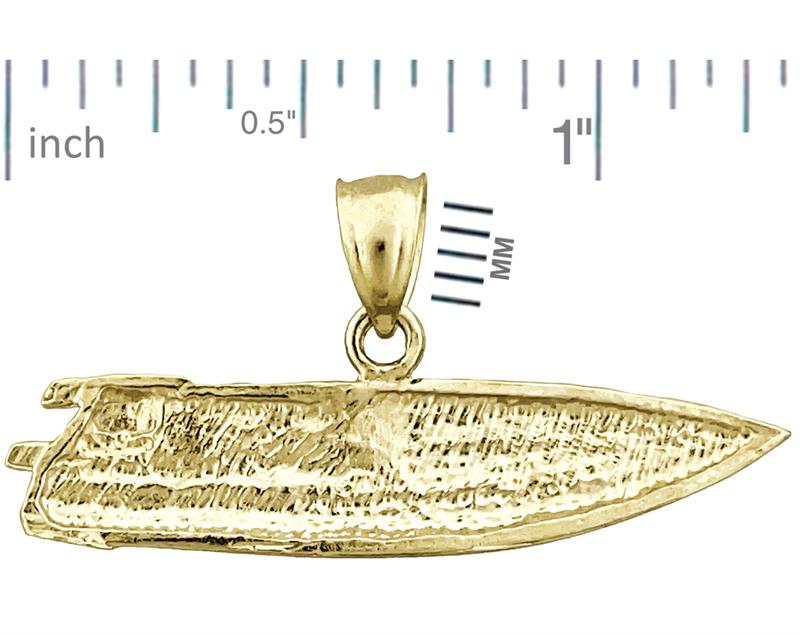 14K Gold High Speed Boat Racing Pendant