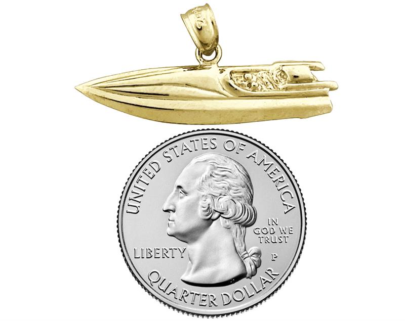 14K Gold High Speed Boat Racing Pendant