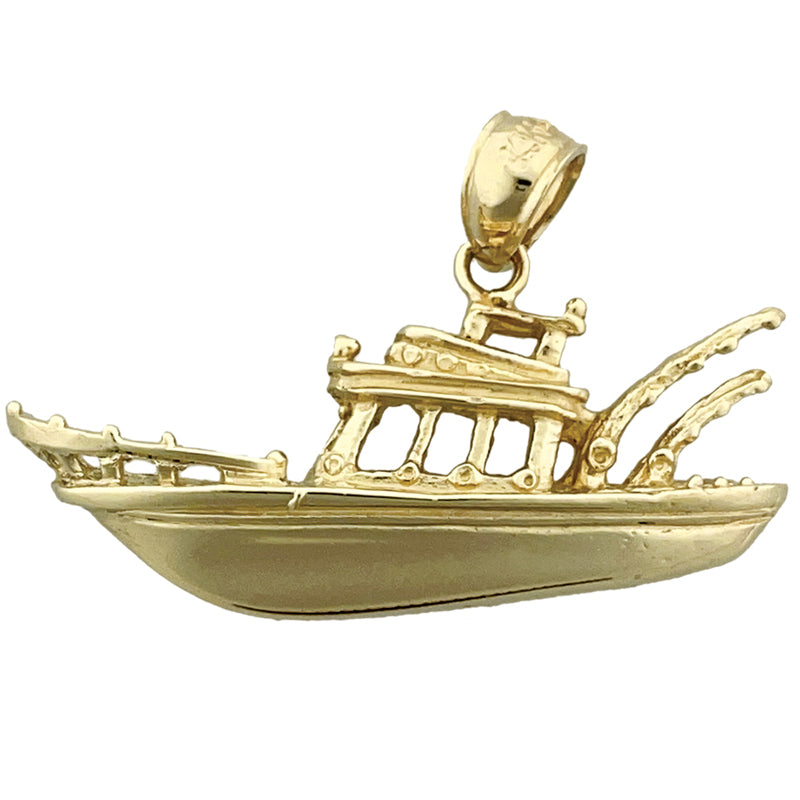 14K Gold Fishing Boat Pendant