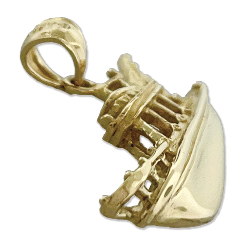 14K Gold Fishing Boat Pendant