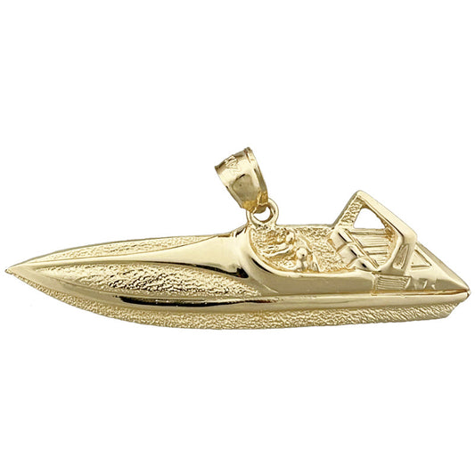 14K Gold Two Seater Speed Boat Pendant
