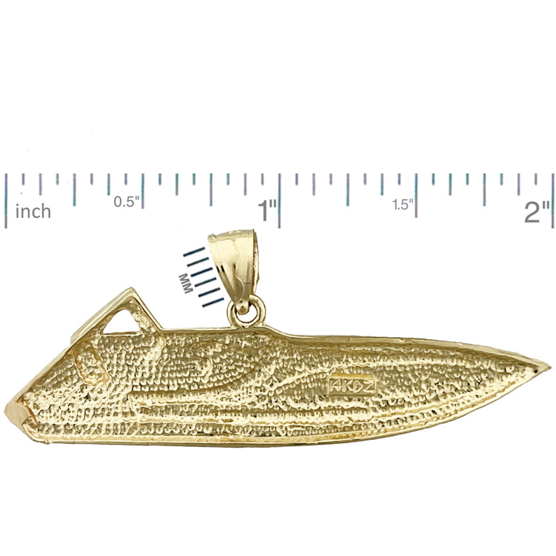 14K Gold Two Seater Speed Boat Pendant