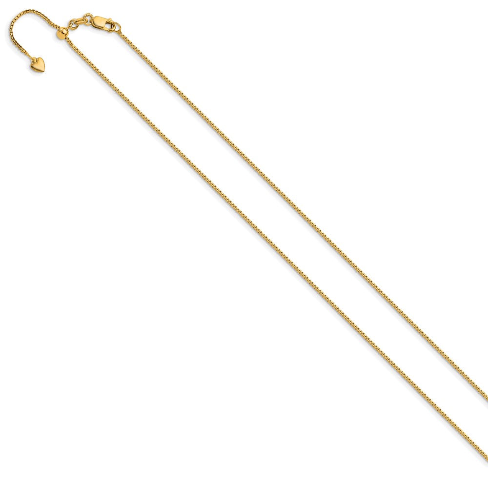 22 Inch 14K Yellow Gold Adjustable 1mm D/C Box Chain Necklace