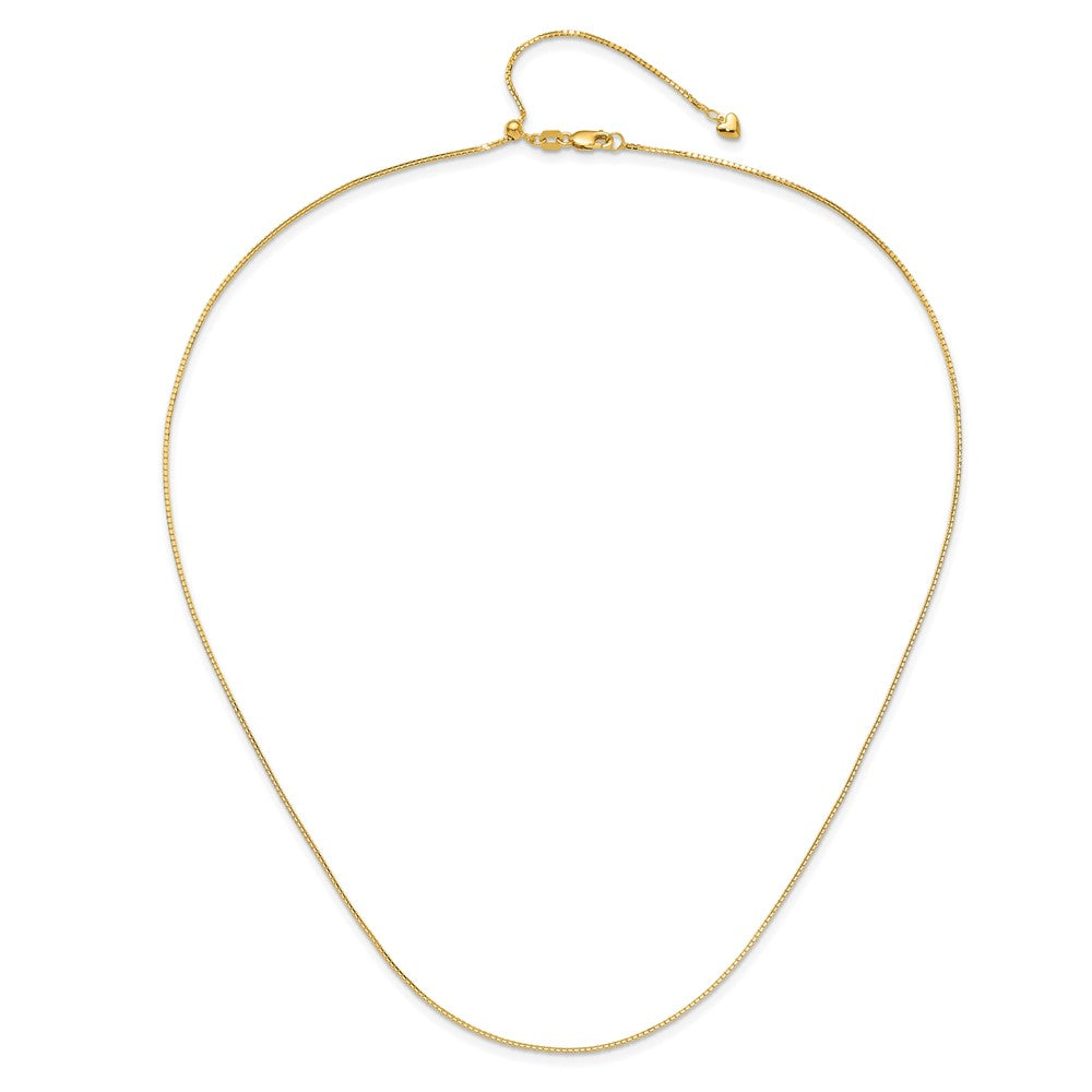 22 Inch 14K Yellow Gold Adjustable 1mm D/C Box Chain Necklace