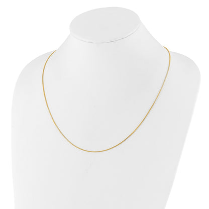 22 Inch 14K Yellow Gold Adjustable 1mm D/C Box Chain Necklace